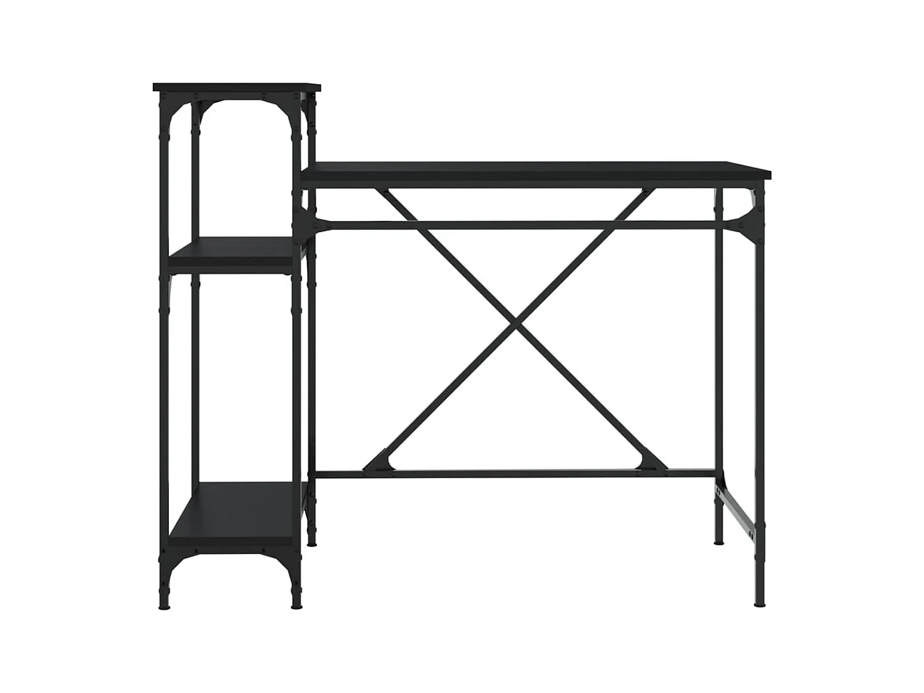 Bureau avec étagères noir 105x50x90 cm bois d'ingénierie et fer