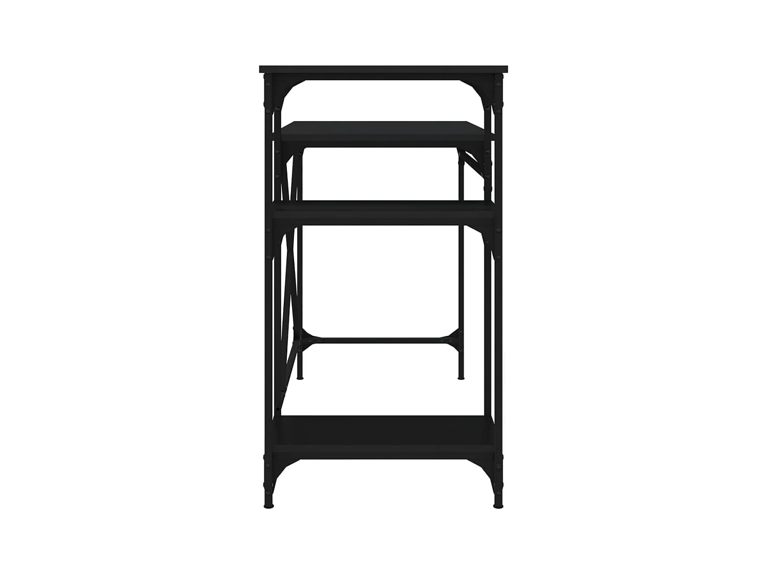 Bureau avec étagères noir 105x50x90 cm bois d'ingénierie et fer