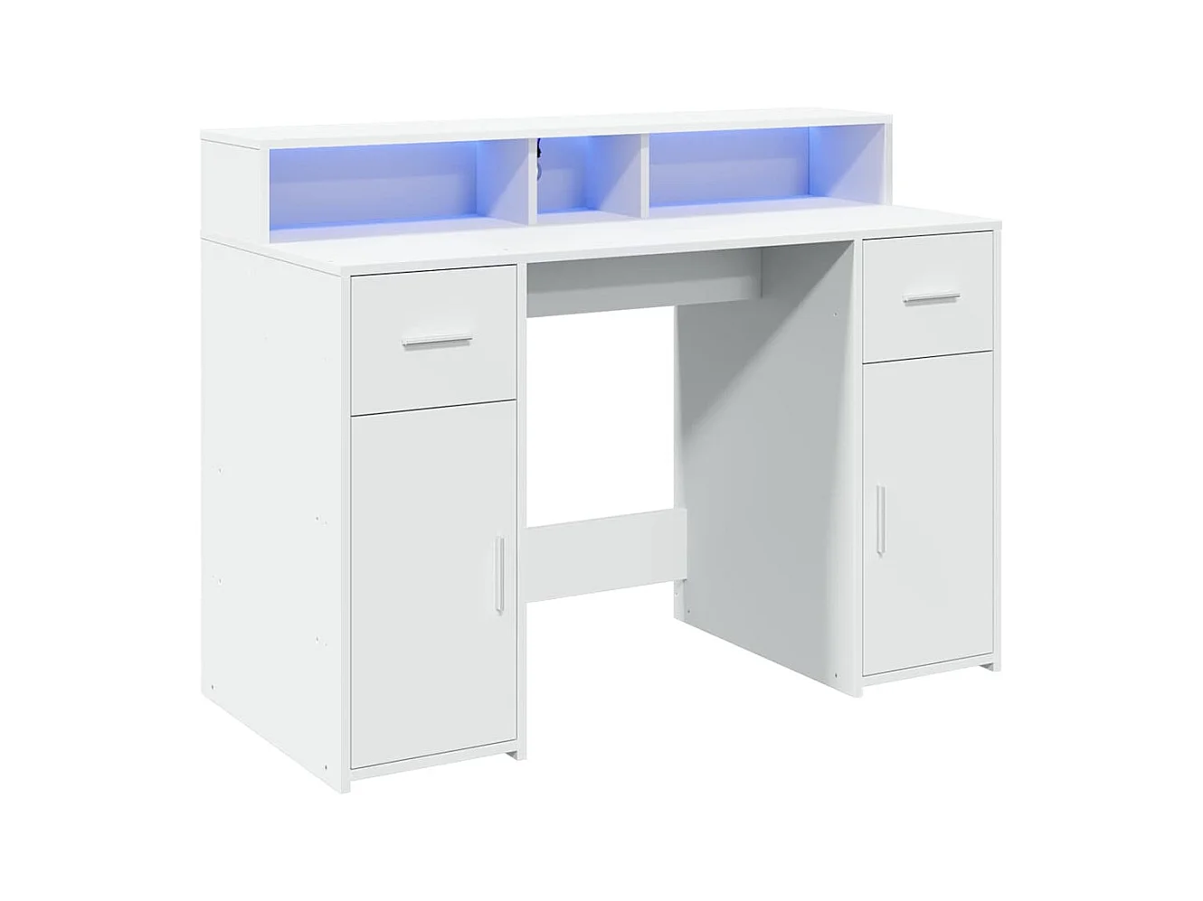 Bureau met LED-verlichting wit 120x55x91 cm bewerkt hout