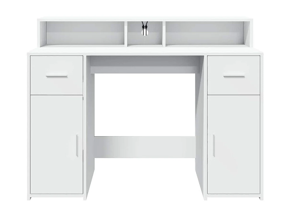 Bureau met LED-verlichting wit 120x55x91 cm bewerkt hout