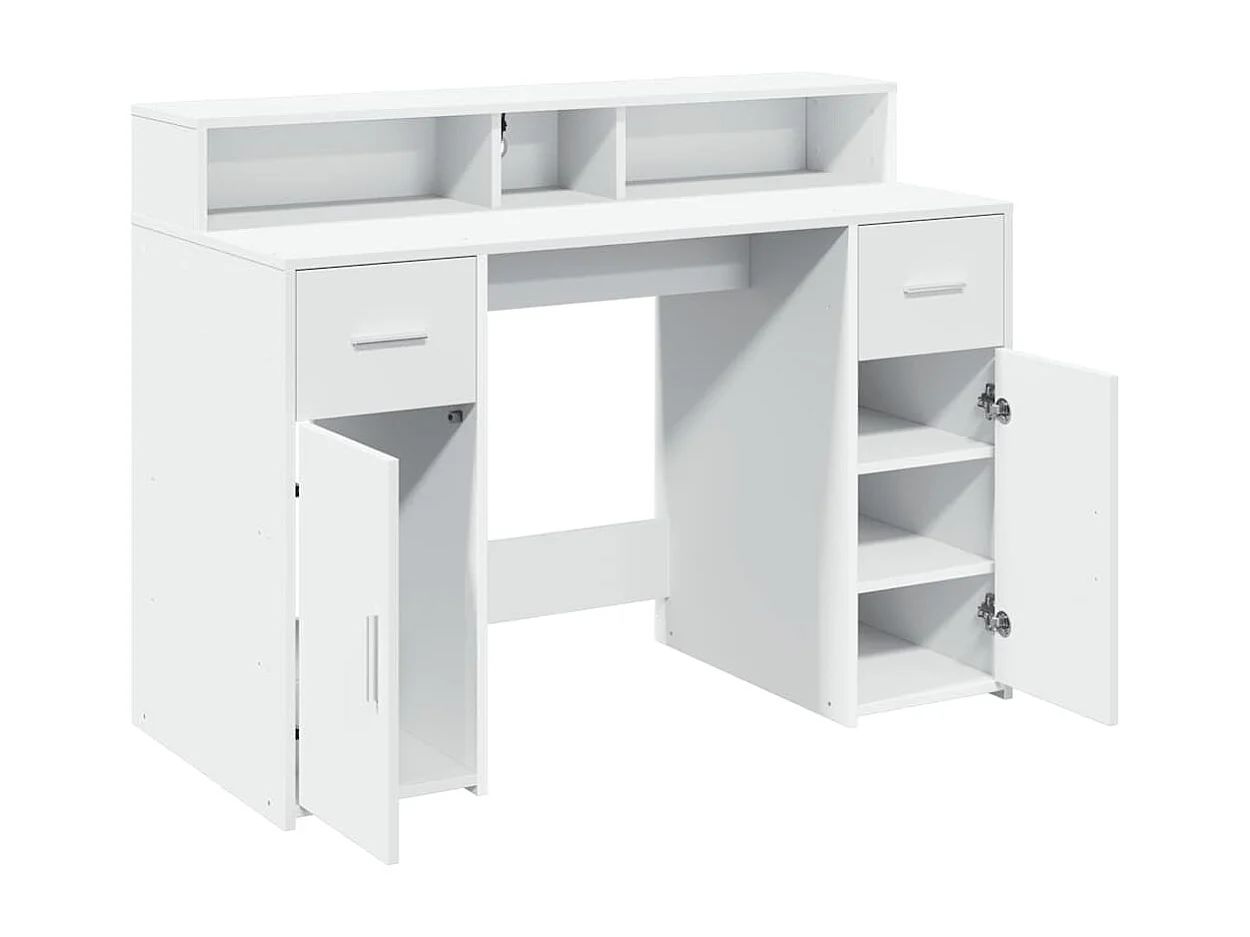 Bureau met LED-verlichting wit 120x55x91 cm bewerkt hout