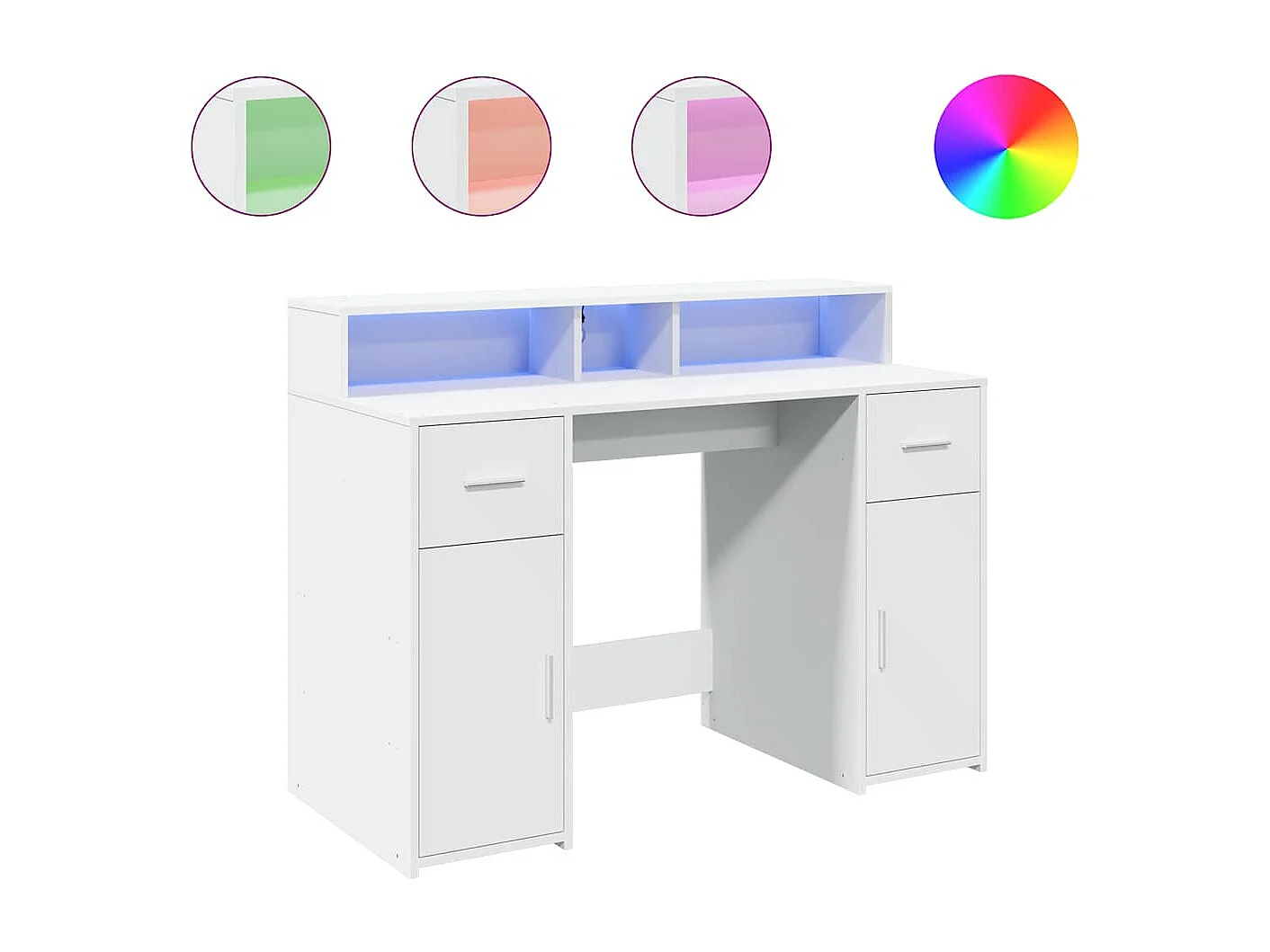 Escritorio con luces LED blanco 120x55x91 cm madera de ingeniería