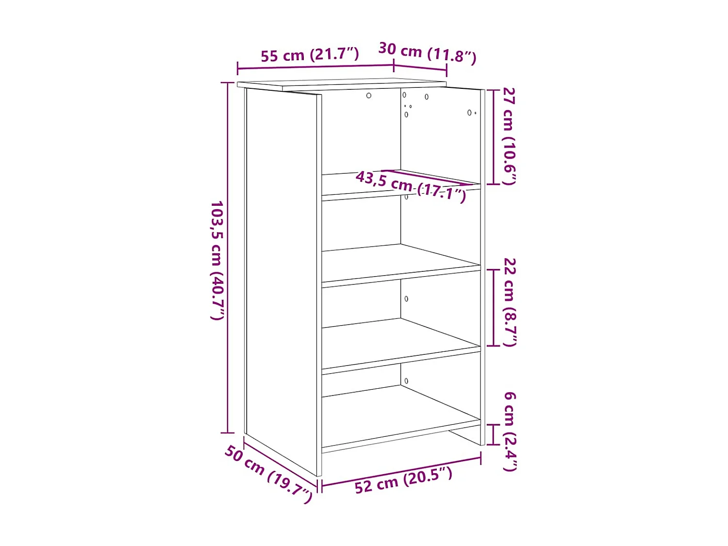 Bureau réception chêne sonoma 55x50x103,5 cm bois d'ingénierie