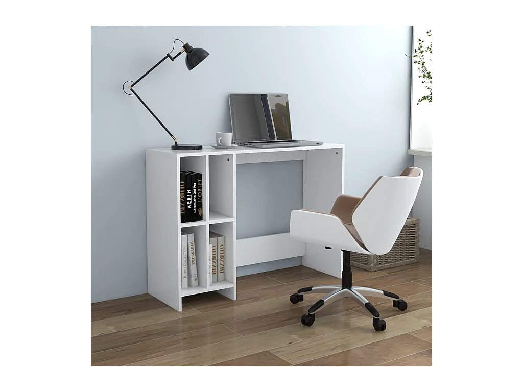 Wit bewerkt houten laptopbureau