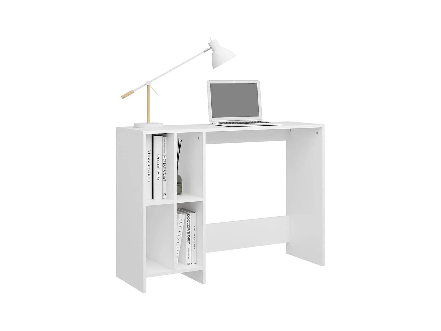 Wit bewerkt houten laptopbureau