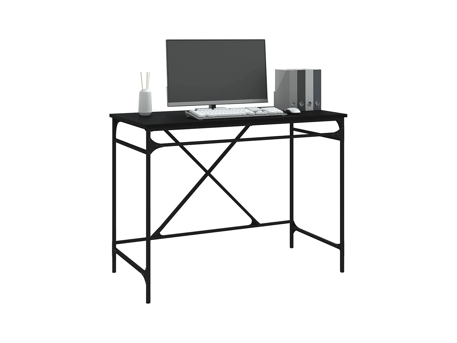 Escritorio negro 100x50x75 cm madera contrachapada y hierro