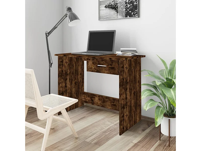 Gerookt eikenhouten bureau 100x50x76 cm, bewerkt hout