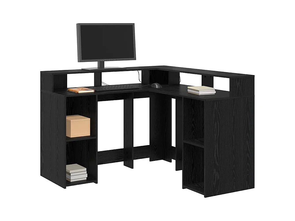 Schreibtisch aus schwarzer Eiche, 130 x 130 x 91 cm, Holzwerkstoff