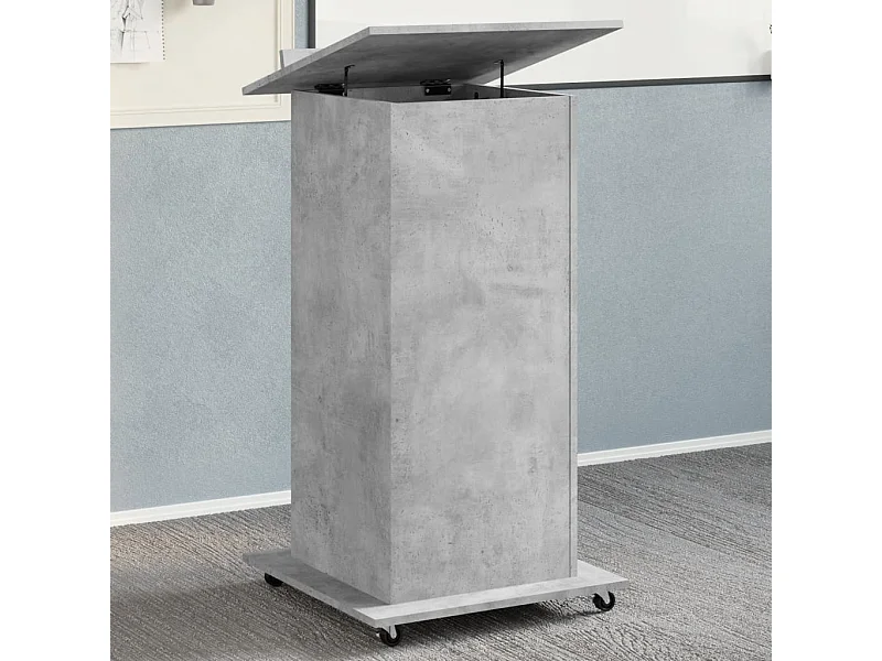 Schreibtisch mit Rollen und Schublade Betongrau Holzwerkstoff