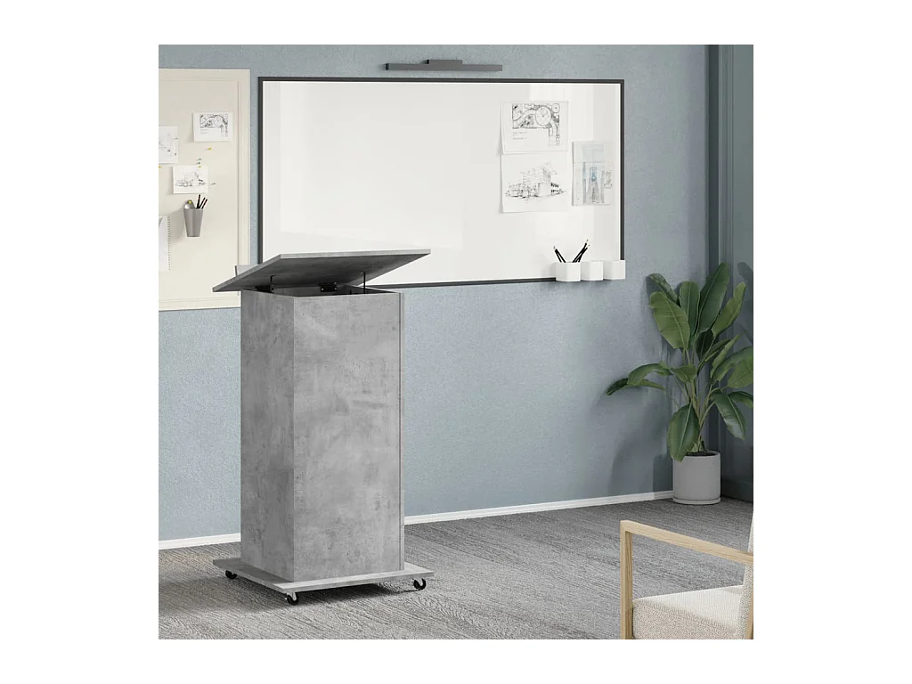 Schreibtisch mit Rollen und Schublade Betongrau Holzwerkstoff