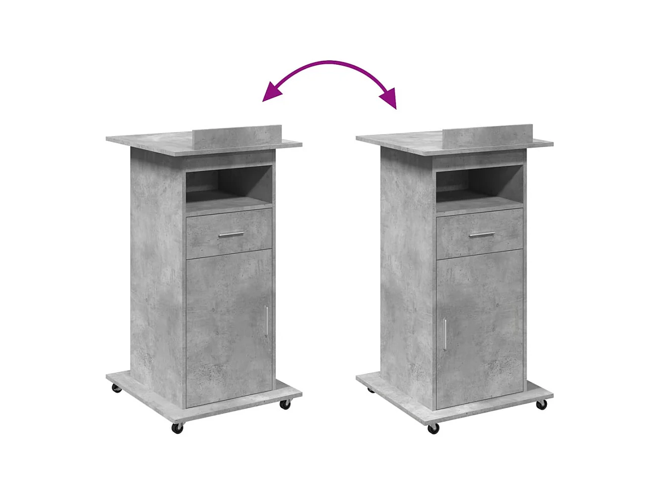 Schreibtisch mit Rollen und Schublade Betongrau Holzwerkstoff