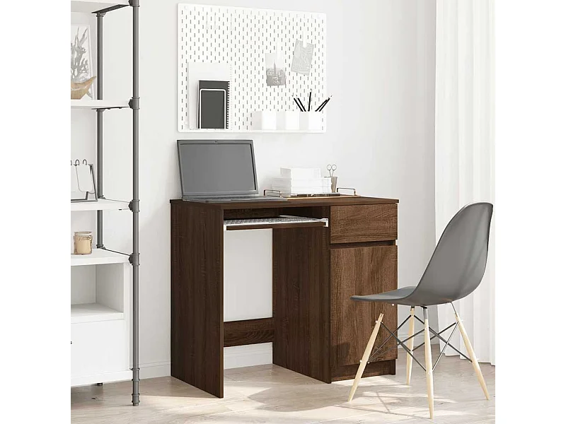 Bureau chêne marron 86x49x76 cm bois d'ingénierie