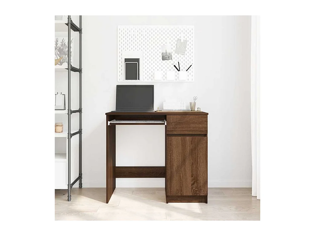 Bureau chêne marron 86x49x76 cm bois d'ingénierie