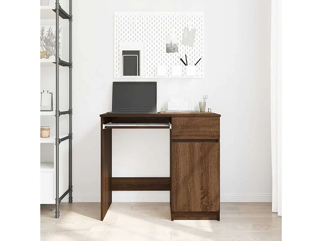 Bureau chêne marron 86x49x76 cm bois d'ingénierie