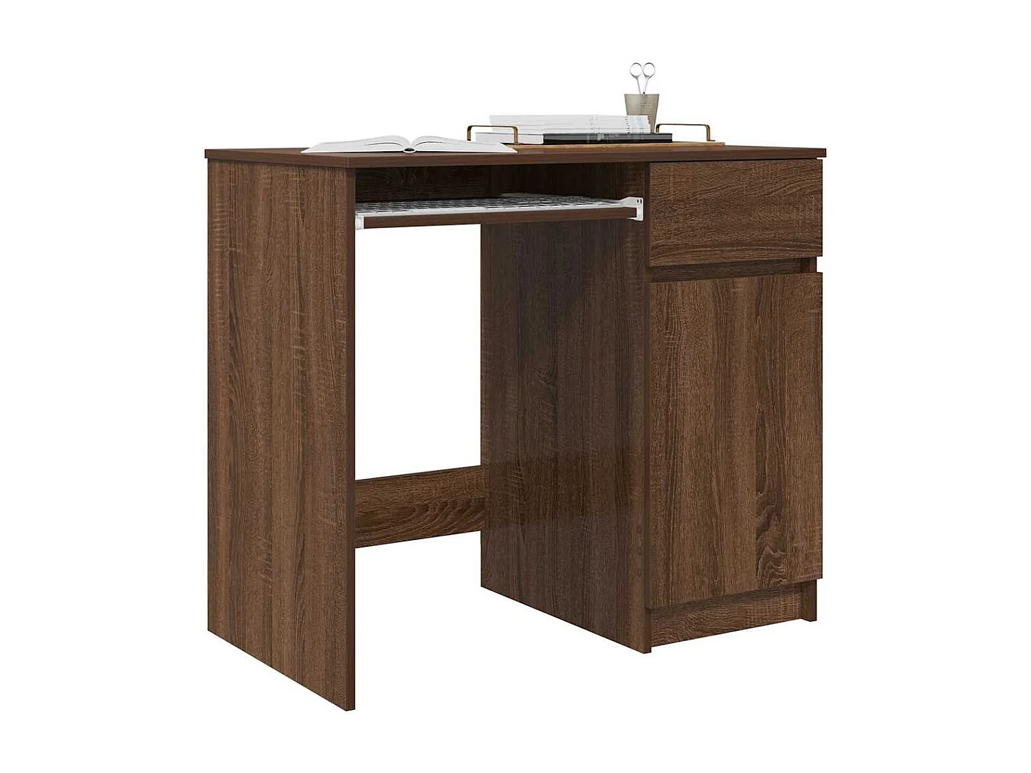 Bureau chêne marron 86x49x76 cm bois d'ingénierie