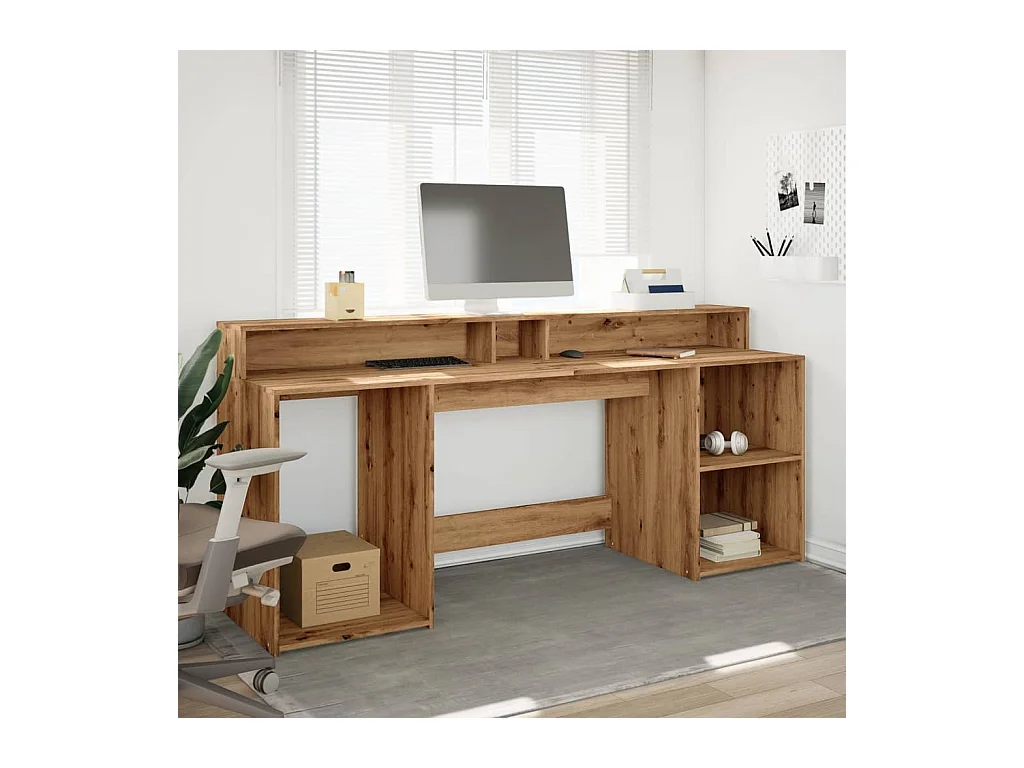 Bureau met LED-verlichting, handgemaakt eikenhout