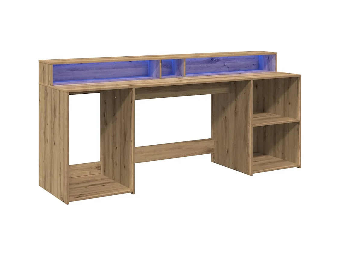 Bureau met LED-verlichting, handgemaakt eikenhout