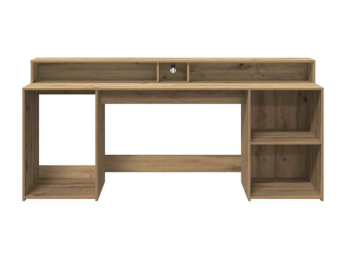 Scrivania con luci a LED realizzata a mano in legno di rovere ingegnerizzato