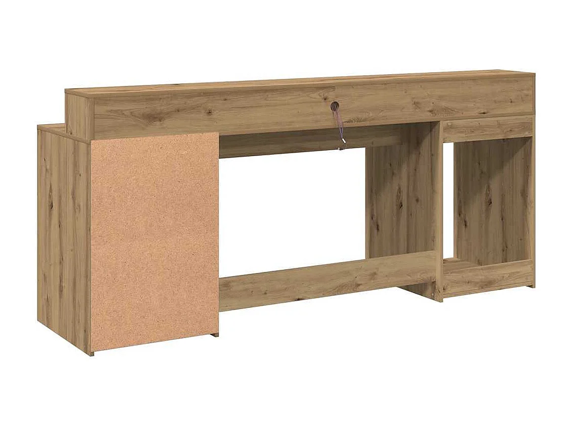 Scrivania con luci a LED realizzata a mano in legno di rovere ingegnerizzato