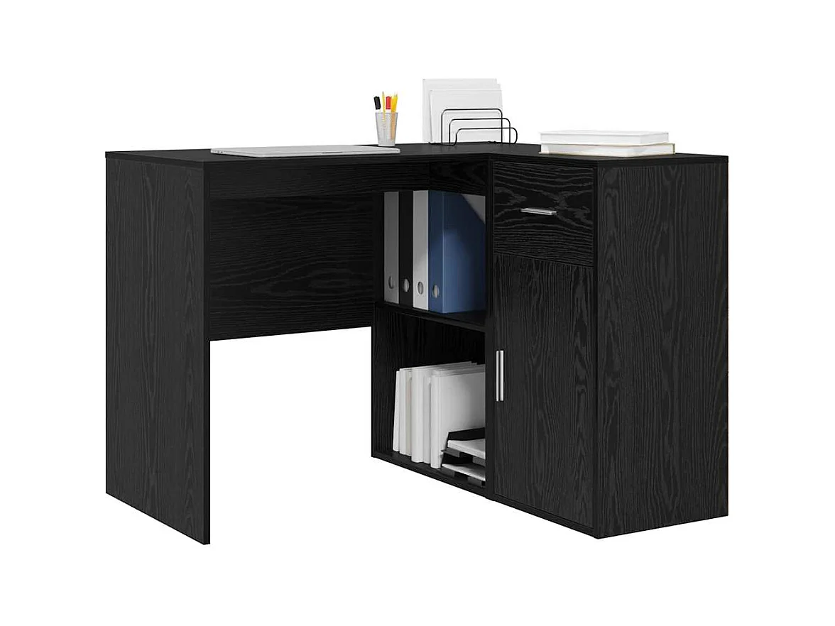 Bureau d'angle avec tiroir 2 pcs Chêne noir 102 x 50 x 75 cm