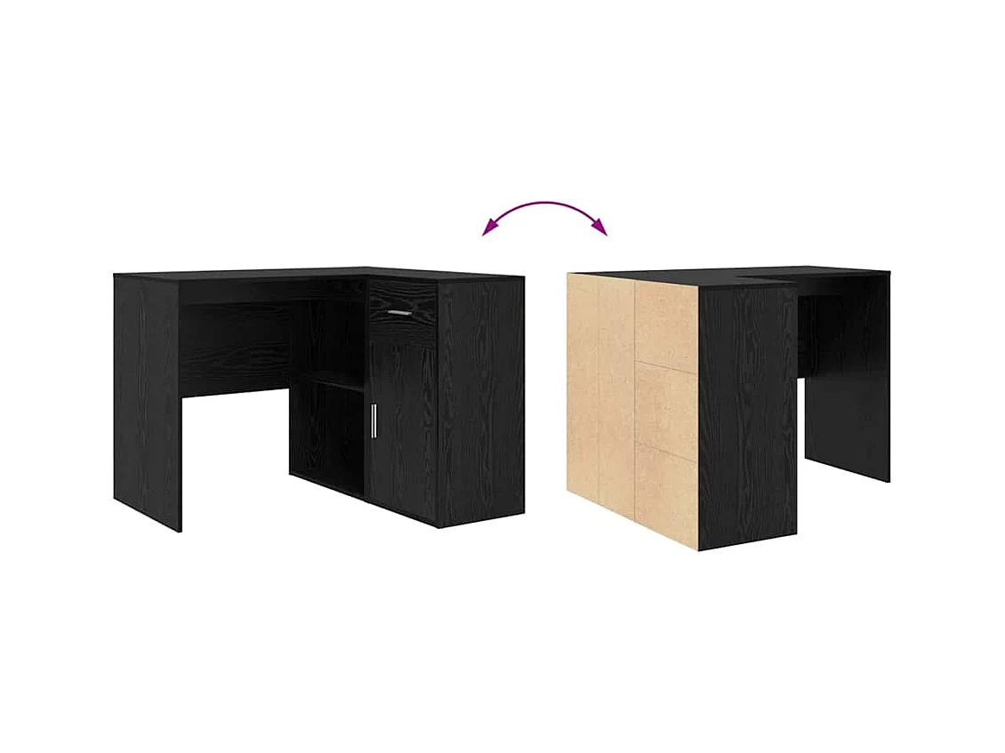 Bureau d'angle avec tiroir 2 pcs Chêne noir 102 x 50 x 75 cm