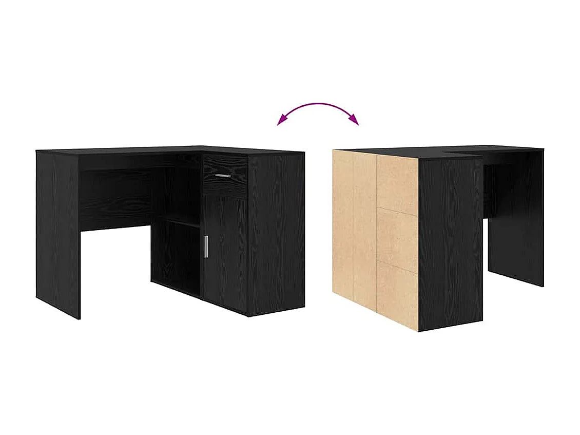 Bureau d'angle avec tiroir 2 pcs Chêne noir 102 x 50 x 75 cm
