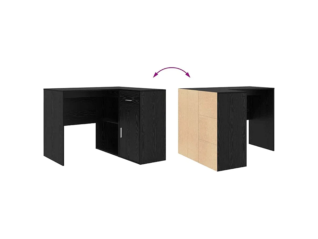 Bureau d'angle avec tiroir 2 pcs Chêne noir 102 x 50 x 75 cm