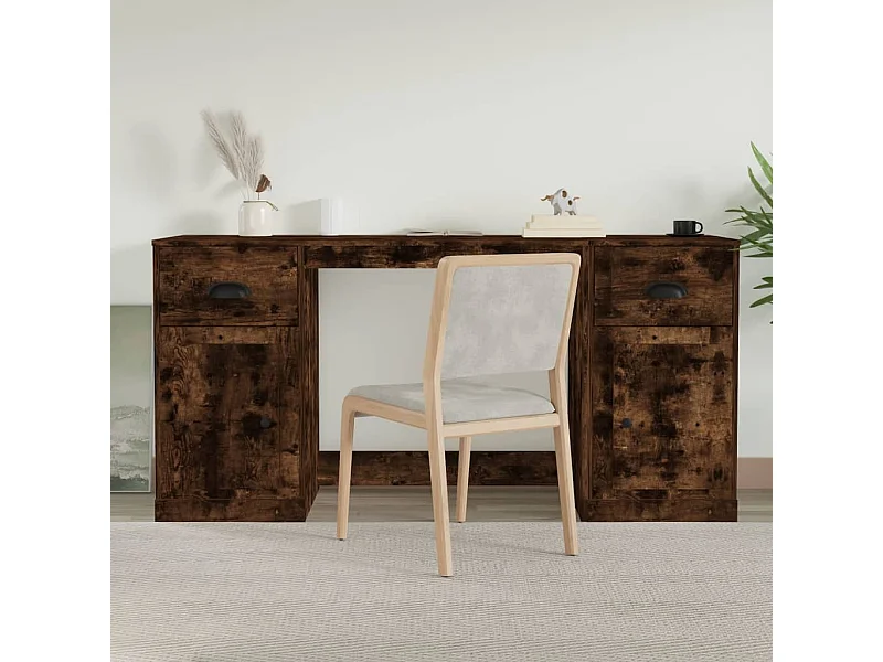 Bureau met gerookte eikenhouten kast van bewerkt hout