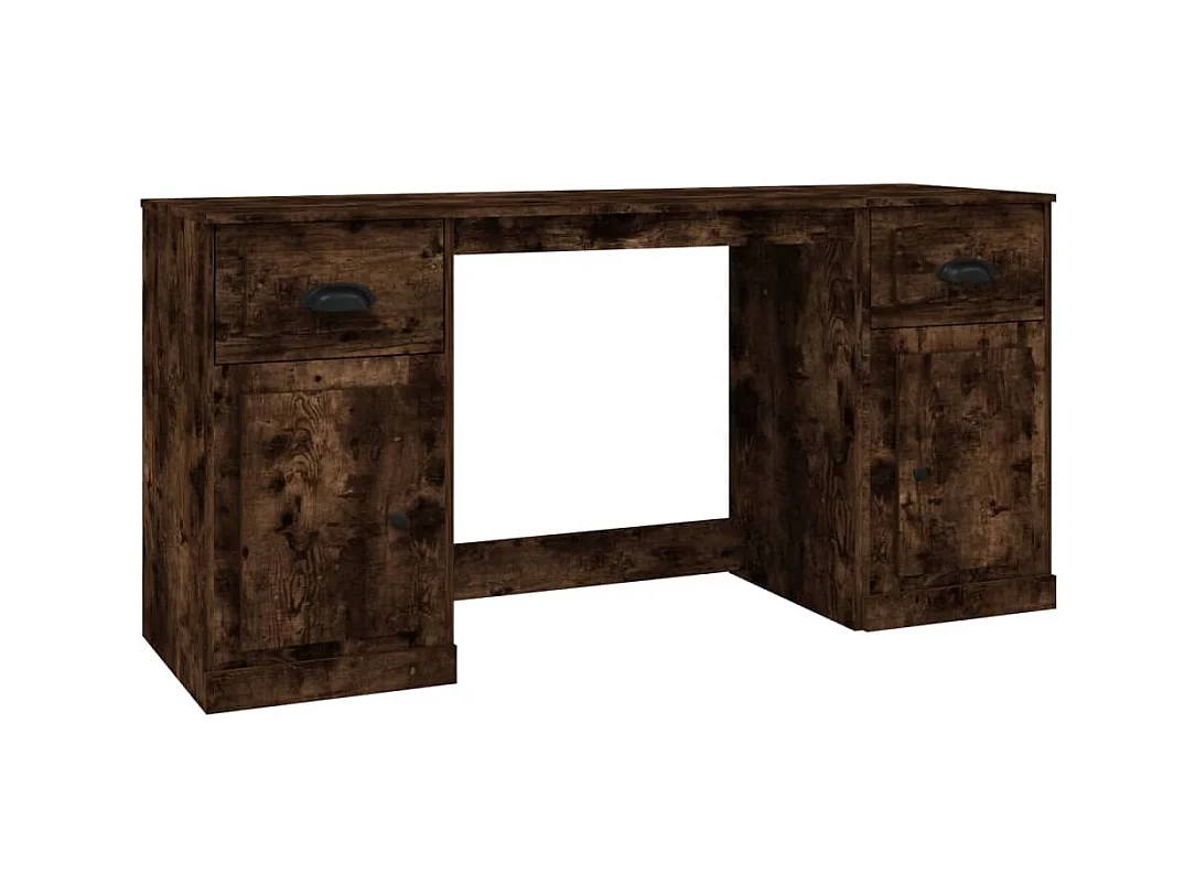 Bureau avec armoire chêne fumé bois d'ingénierie