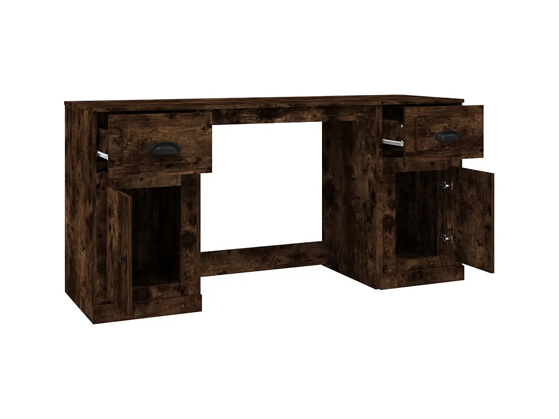 Bureau avec armoire chêne fumé bois d'ingénierie