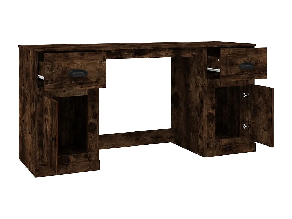 Bureau avec armoire chêne fumé bois d'ingénierie