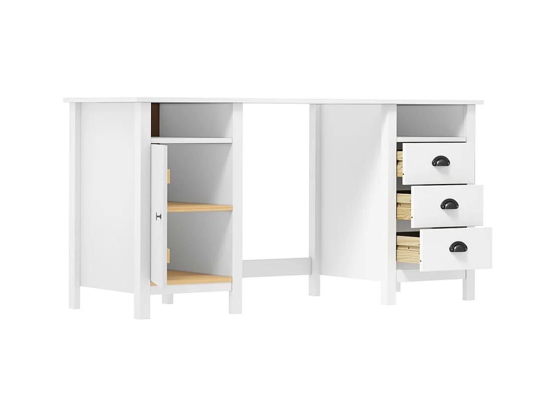 Escritorio Hill Blanco 150x50x74 cm Madera Maciza de Pino