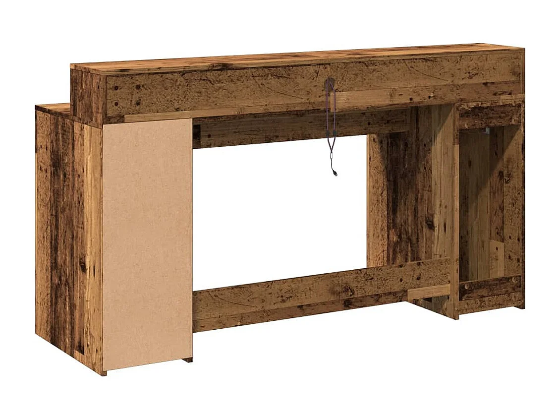 Escritorio con luces LED madera vieja madera de ingeniería