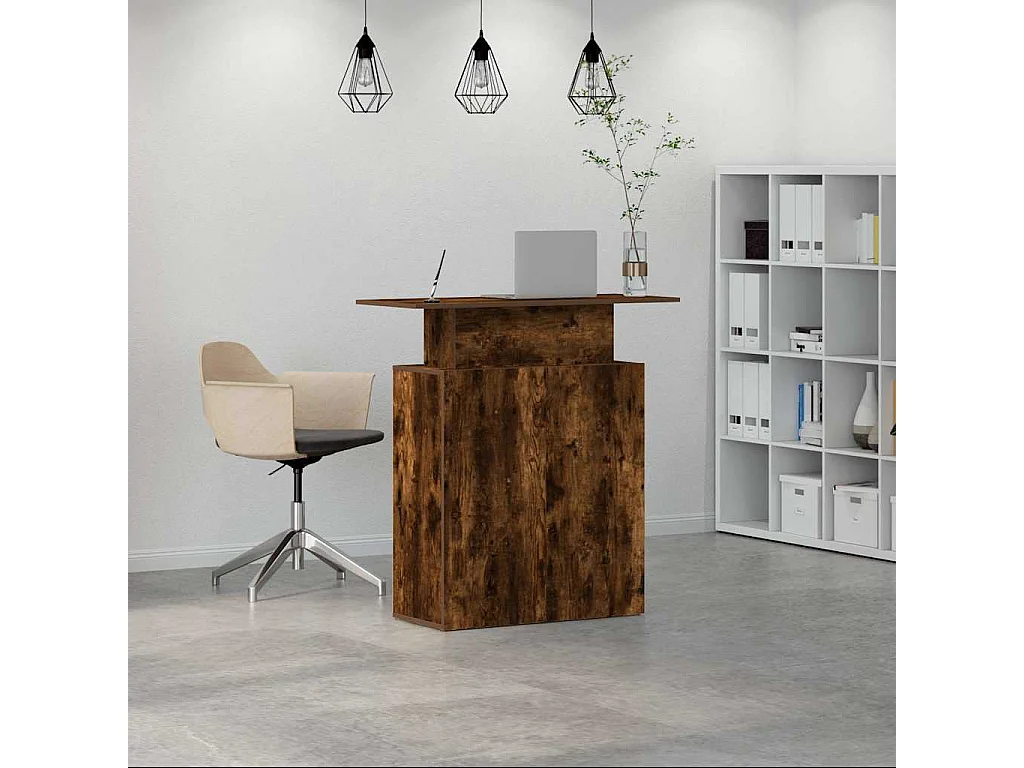 Bureau de réception chêne fumé 100x40x104 cm bois d'ingénierie