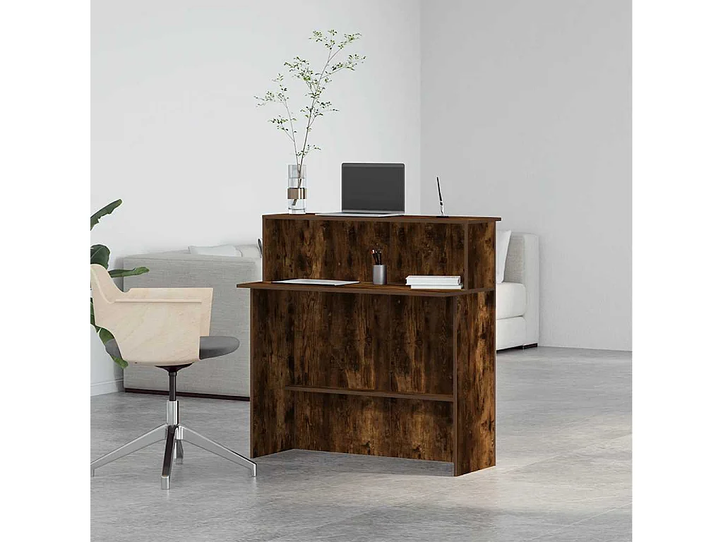 Bureau de réception chêne fumé 100x40x104 cm bois d'ingénierie