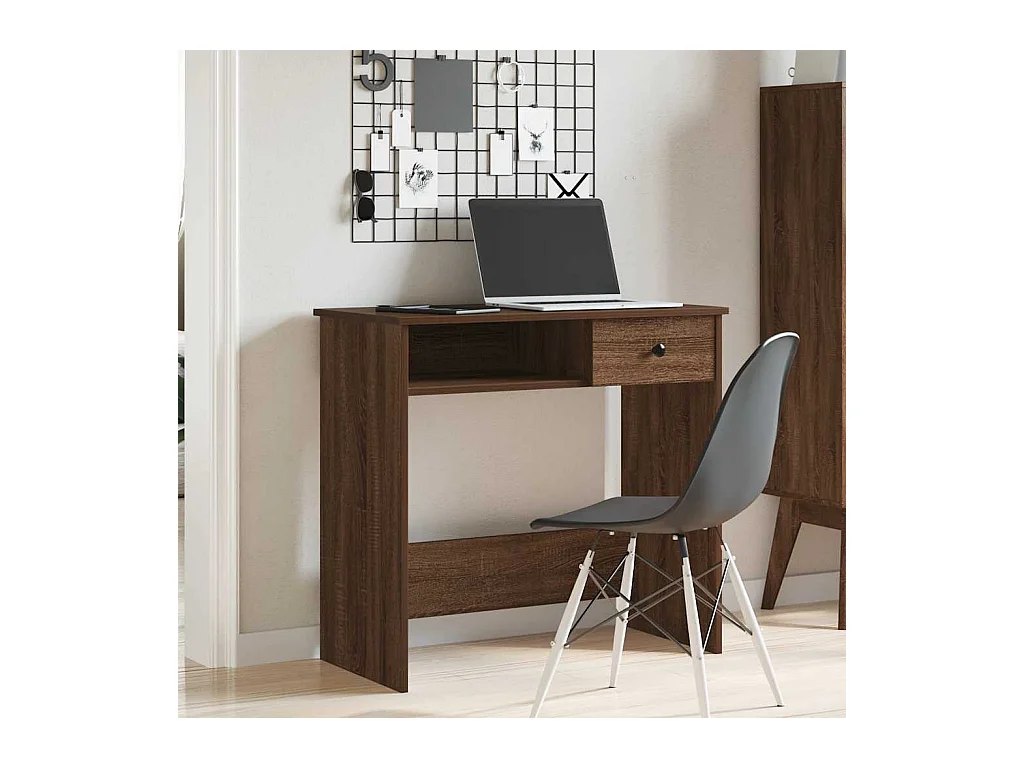 Bureau chêne marron 80x40x75 cm bois d'ingénierie