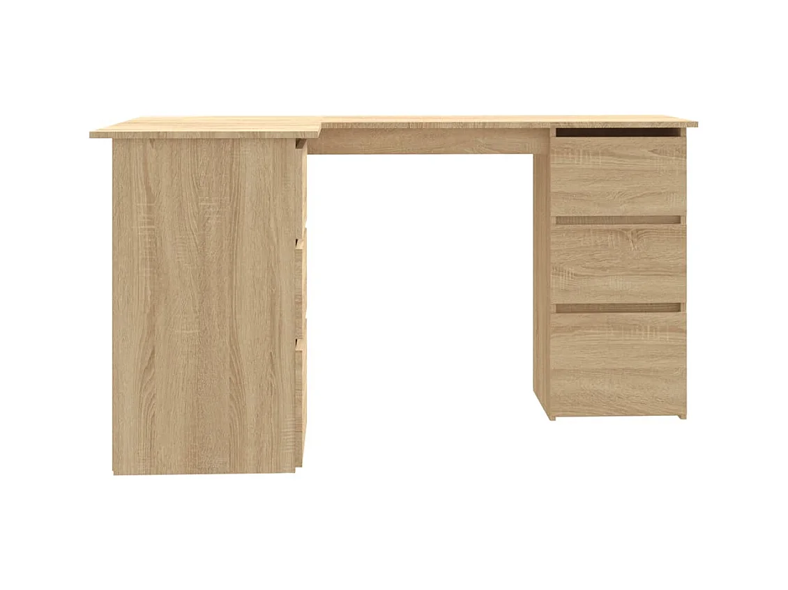 Escritorio esquinero de roble Sonoma de 145 x 100 x 76 cm de madera de ingeniería