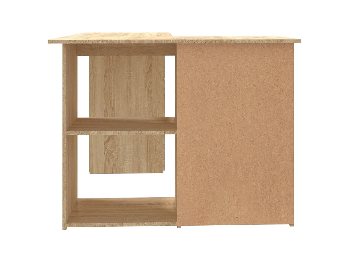 Escritorio esquinero de roble Sonoma de 145 x 100 x 76 cm de madera de ingeniería