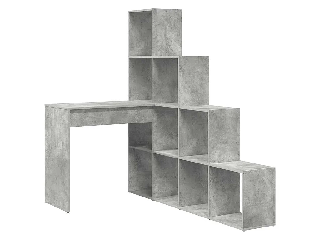 Scrivania angolare grigio cemento con ripiano 101,5 x 149,5 x 149,5 cm