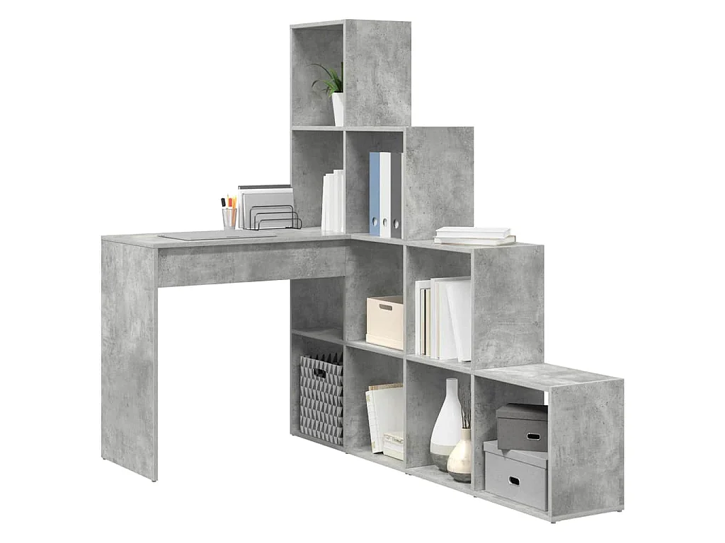 Scrivania angolare grigio cemento con ripiano 101,5 x 149,5 x 149,5 cm