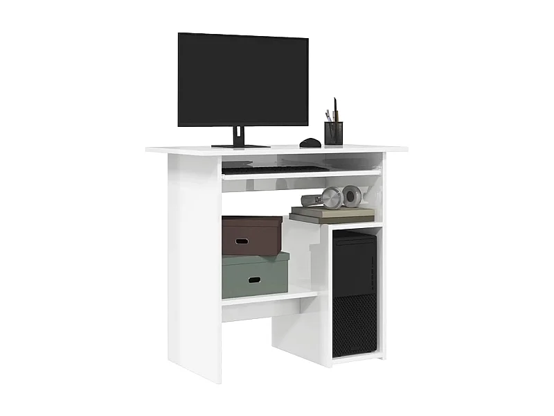 Bureau glanzend wit 80x45x74 cm bewerkt hout