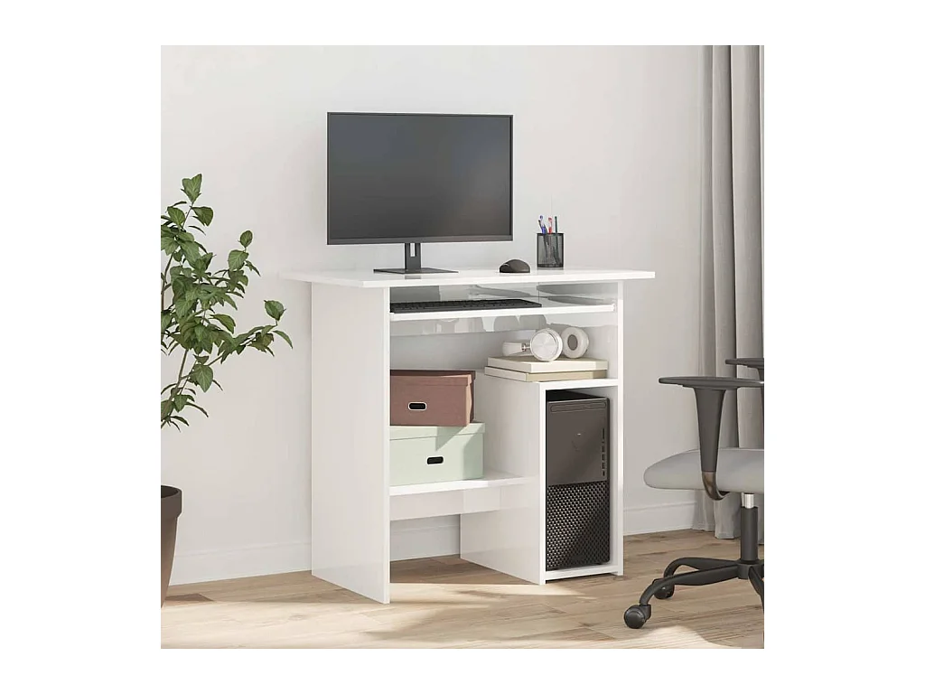 Bureau glanzend wit 80x45x74 cm bewerkt hout