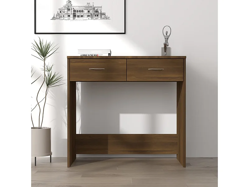 Bruin eiken bureau 80x40x75 cm bewerkt hout