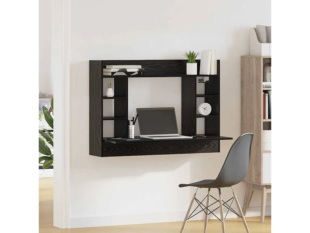 Scrivania da parete in rovere nero 105 x 48 x 75 cm in legno ingegnerizzato