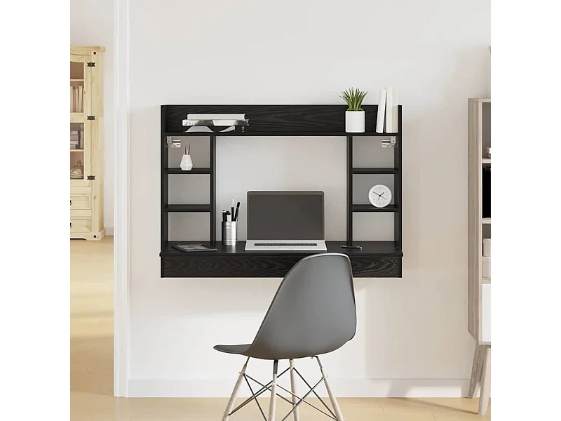 Scrivania da parete in rovere nero 105 x 48 x 75 cm in legno ingegnerizzato