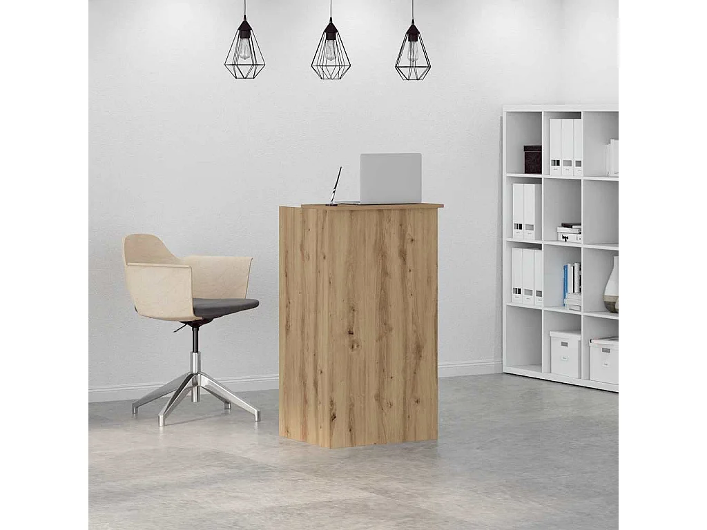 Bureau réception chêne artisanal 55x50x103,5 cm bois ingénierie