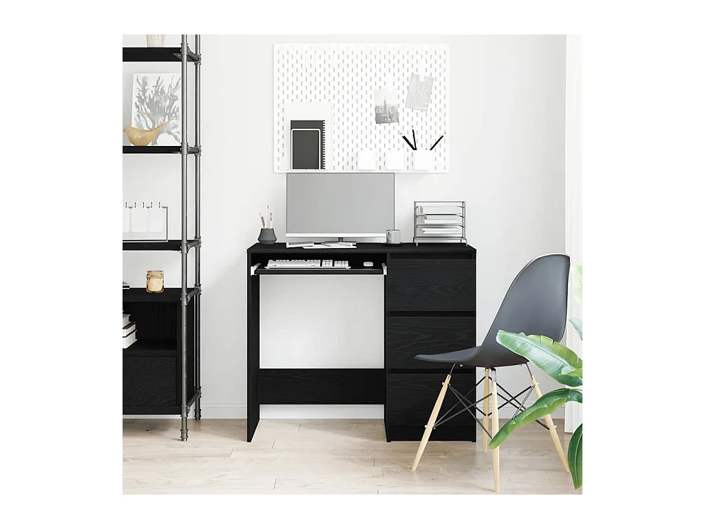Bureau chêne noir 90x45x76 cm bois d'ingénierie