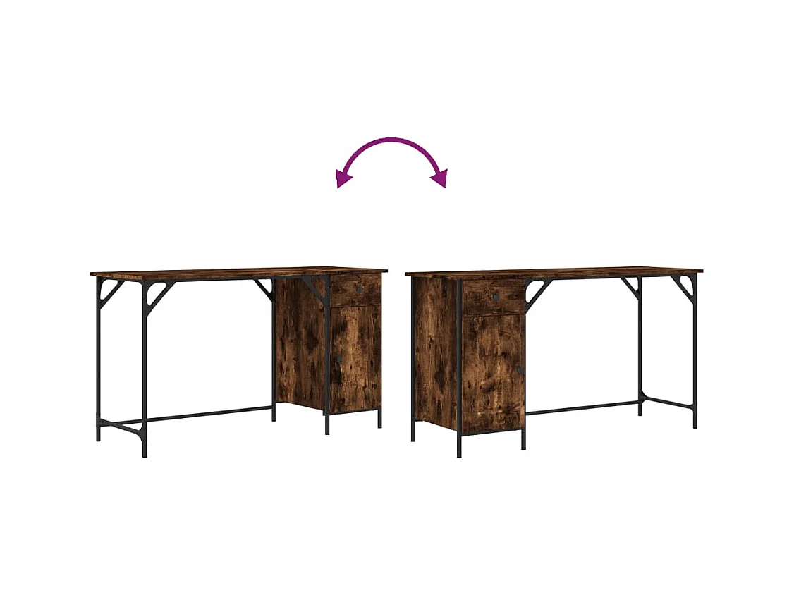 Scrivania per computer in rovere affumicato 131x48x75 cm in legno ingegnerizzato