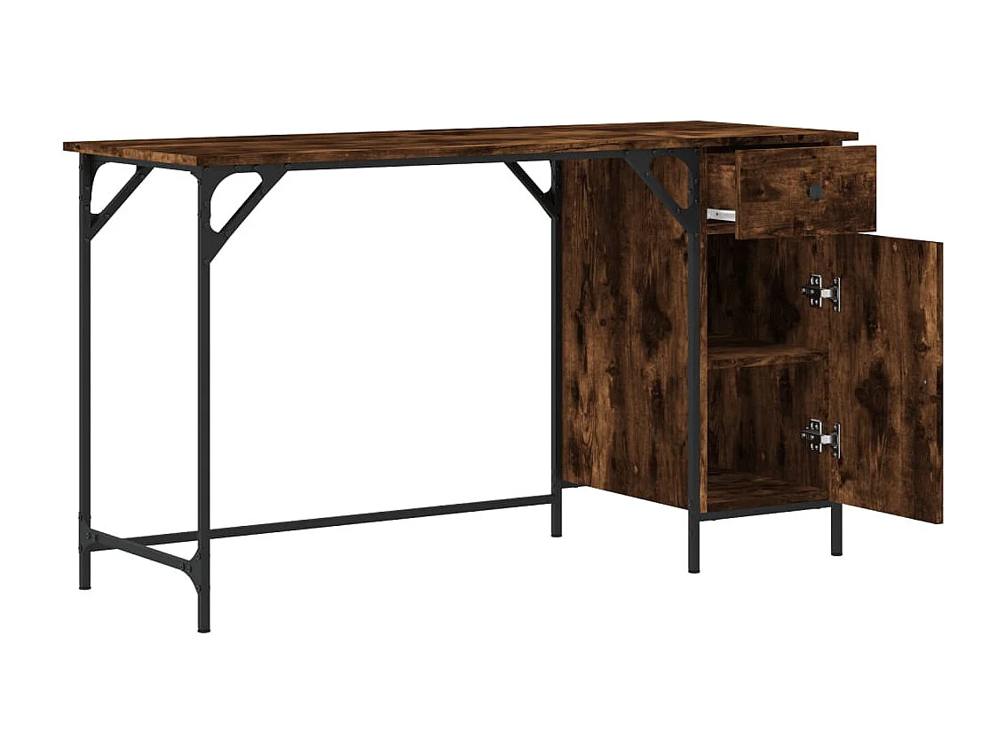 Bureau d'ordinateur chêne fumé 131x48x75 cm bois d’ingénierie