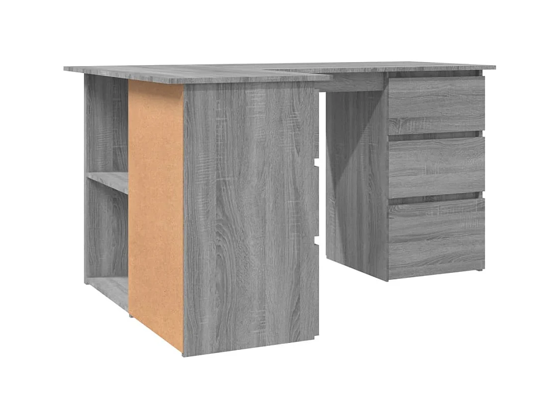 Escritorio esquinero gris Sonoma de 145 x 100 x 76 cm de madera de ingeniería